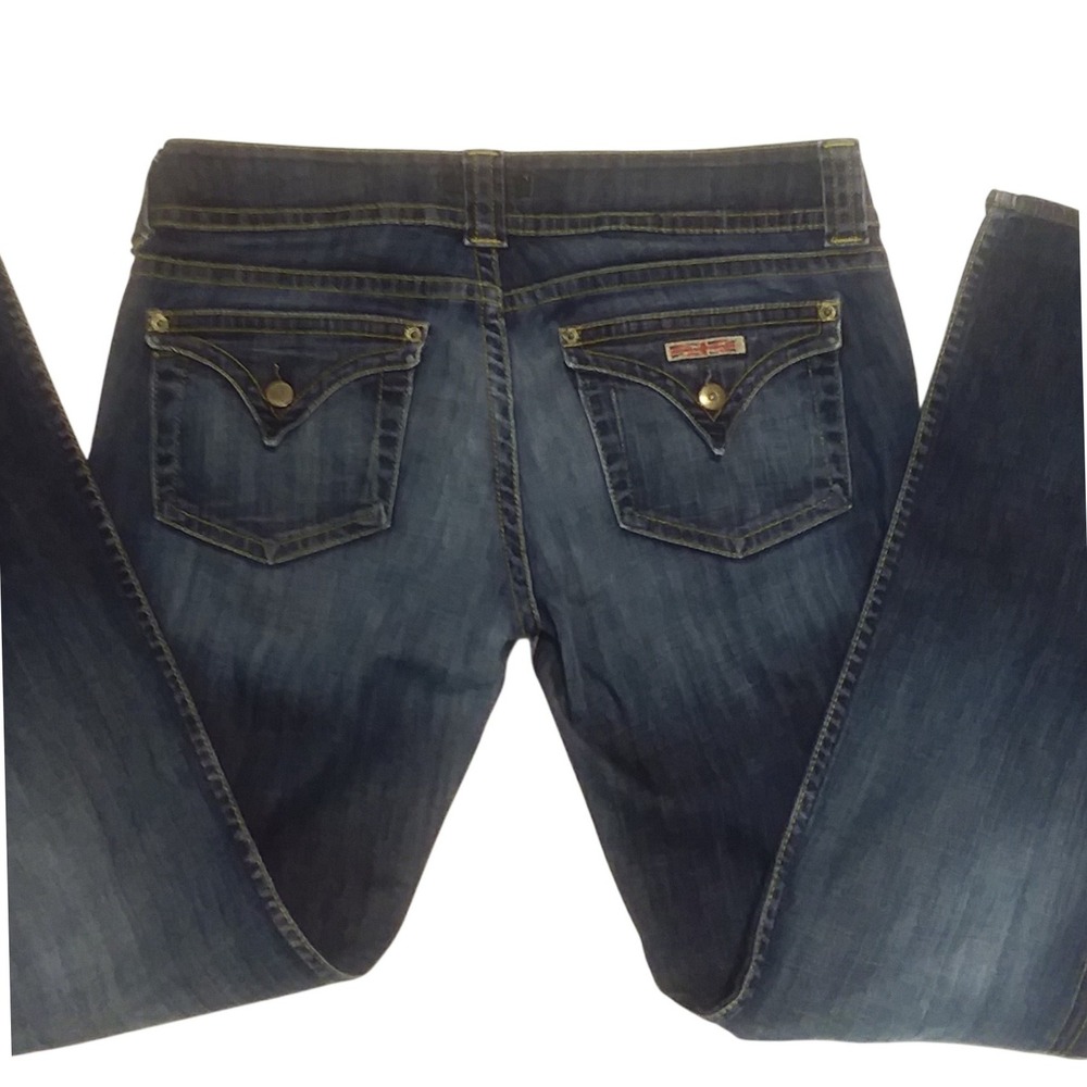 Hudson Jeans Low Rise Bootcut Triangle Flap Pocket Dark Blue Wash Size31 USA Y2K